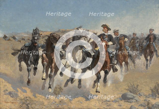 Dismounted: The Fourth Troopers Moving The Led Horses, 1890. Creator: Frederic Remington.