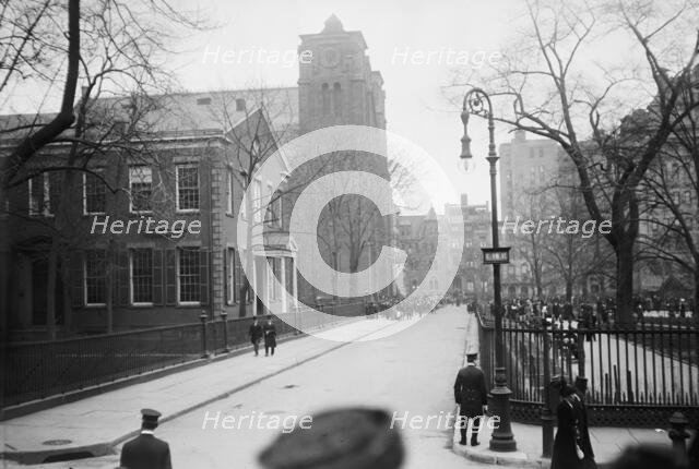 Stuyvesant Sq. - St. George's at time of Morgan funeral, 1913. Creator: Bain News Service.