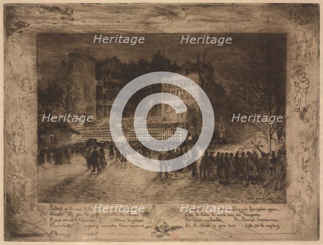 La Place des Martyrs et la Taverne du Bagne, 1885. Creator: Félix Hilaire Buhot (French, 1847-1898).