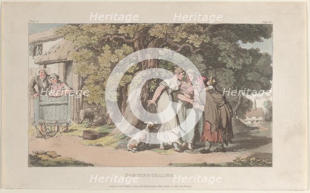 Fortune-telling, from "The Vicar of Wakefield", May 1, 1817., May 1, 1817. Creator: Thomas Rowlandson.