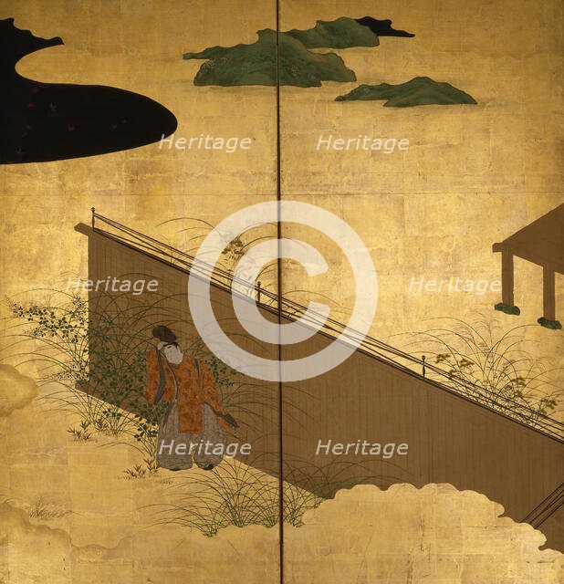 Six-fold screen depicting tales of Ise, 1617-1691. Creator: Tosa Mitsuoki.