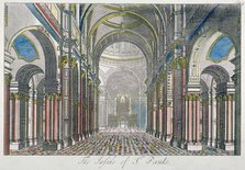 Interior of St Paul's Cathedral, looking east from the nave towards the choir, City of London, 1750. Artist: Benjamin Cole