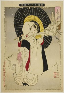 Heron Maiden from the series "New Forms of Thirty-Six Ghosts", 1889. Creator: Tsukioka Yoshitoshi.