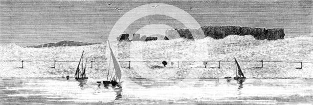 Sketches of Upper Egypt: telegraph in the desert, between Esneh and Assouan, 1883. Creator: Unknown.