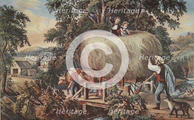 Haying-time-The Last Load, pub. 1868, Currier & Ives (Colour Lithograph)