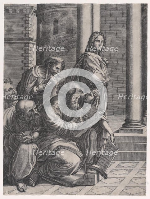 The Group from Raphael's School of Athens, dated 1523. Creator: Agostino Veneziano.