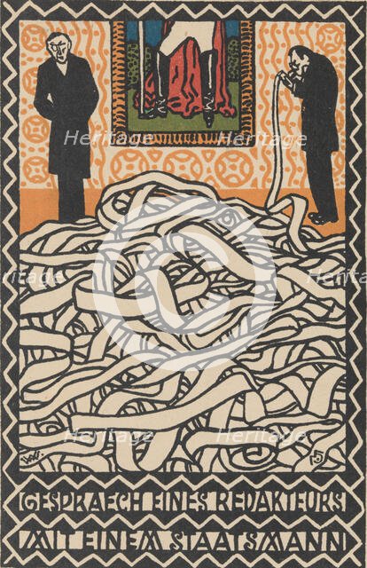 Gespräch eines Redakheurs mit einem Staatsmann Editor's Conservation with a Statesman), 1907. Creator: Moritz Jung.