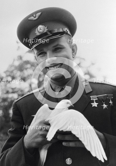 Yuri Gagarin, Russian cosmonaut, c1963-c1964. Artist: Unknown