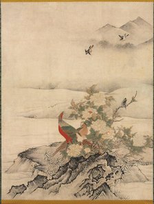 Flowers and Birds in a Spring Landscape, 1500s. Creator: Kano Motonobu (Japanese, c. 1476-1559), attributed to.