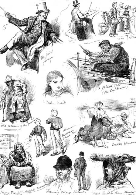 Sketches of Irish character in Dublin, 1881. Creator: Joseph Swain.