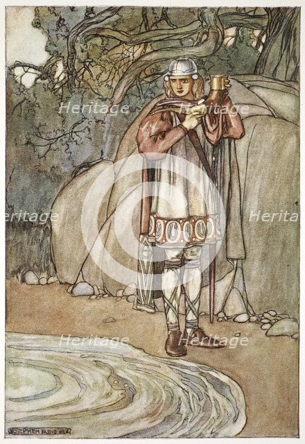 'Dermot took the horn and would have filled it', c1910.  Artist: Stephen Reid