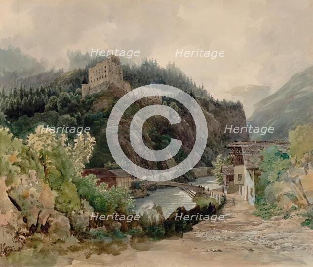 View of Landeck Castle in Tyrol, 1844. Creator: Thomas Ender.