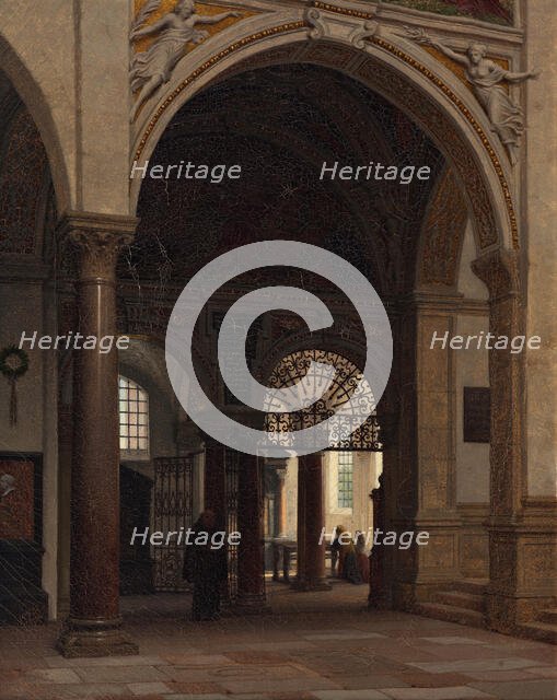 The interior of the church of Santa Maria Sopra Minerva in Rome, 1874. Creator: Heinrich Hansen.