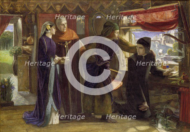 Dante drawing an Angel on the Anniversary of Beatrice's Death, 1853. Artist: Dante Gabriel Rossetti.