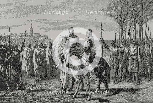 Ramon Berenguer IV and Ermengol receiving the parliamentarians from Lerida, 1890. Creator: Joan Serra y Pausas.