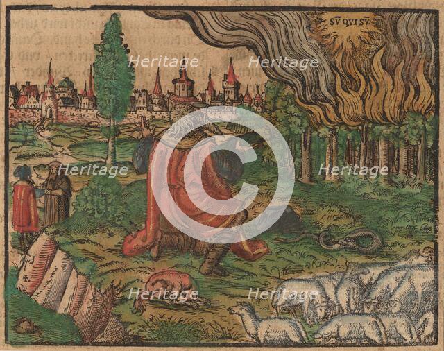 Moses and the Burning Bush, c. 1500. Creator: Unknown.