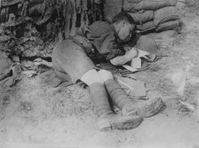 Tommy writing home after battle,  11 Jun 1917. Creator: Bain News Service.