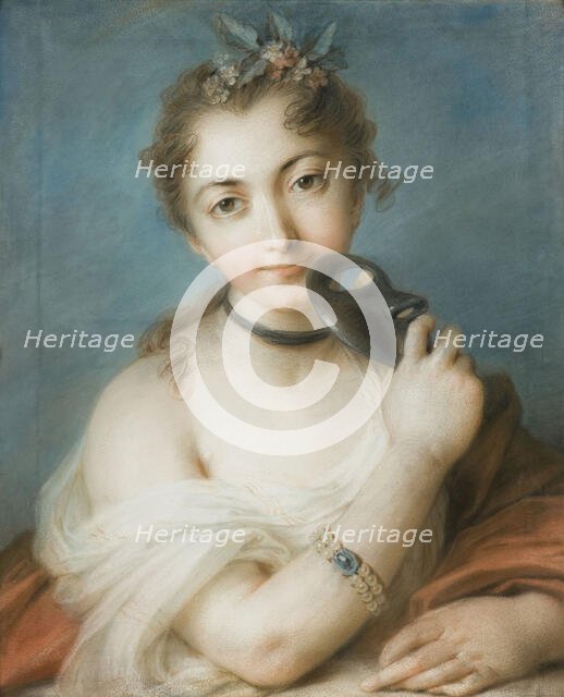 Portrait of a Woman with Mask, 1720s. Creator: Carriera, Rosalba Giovanna (1657-1757).