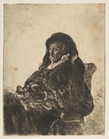 The Artist's Mother Seated at a Table, Looking Left: Three Quarter Length, after 1631. Creator: Unknown.