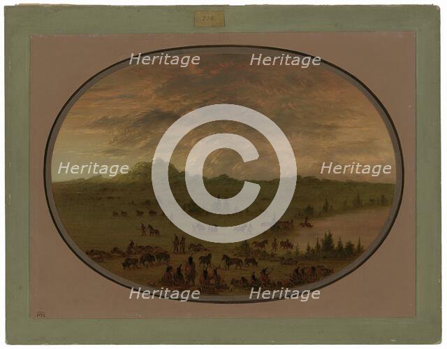 Bivouac of a Sioux War Party at Sunrise, 1861/1869. Creator: George Catlin.