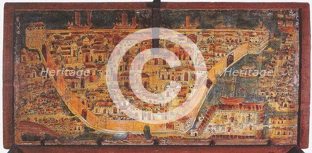 Panoramic view of Manila. Philippine chest, Second Quarter of the 17th cen. Creator: Anonymous.