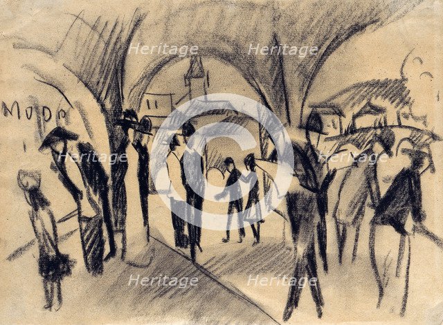 Scene Under the Arcades in Thun, 1913. Artist: Macke, August (1887-1914)