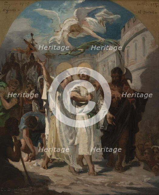 Esquisse pour l'église de Pierrefitte : Saint Gervais et saint Protais conduits au...c.1875-1877. Creator: Edmond Dupain.