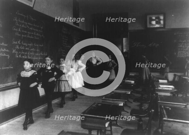 "Fancy step" around the classroom, 3rd Division, (1899?). Creator: Frances Benjamin Johnston.