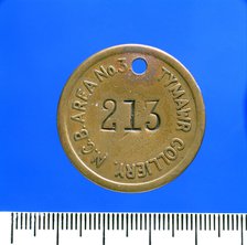 Tymawr Colliery, lamp check (brass), c1947. Creator: Unknown.