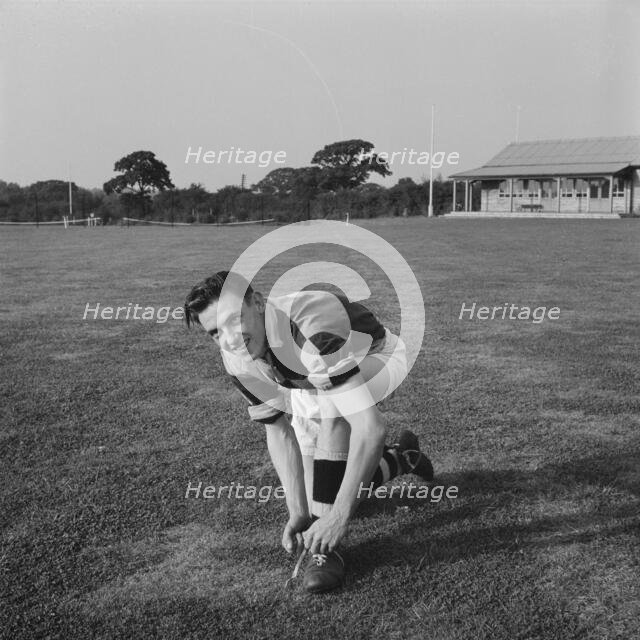 Gordon Johnson, a member of the Football Section of Laing's Sports Club, Barnet, London, 07/09/1955. Creator: John Laing plc.