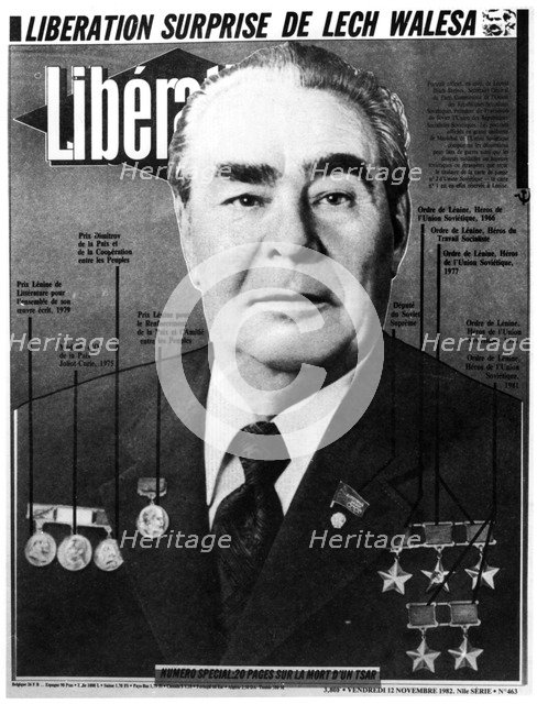 Leonid Brezhnev, Soviet leader, cover of Liberation, 1982. Artist: Unknown