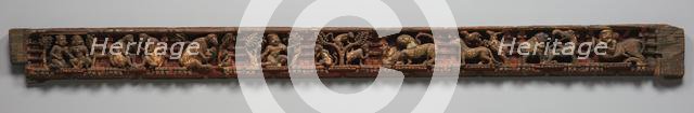 Narrative Frieze: Forest Retreat with Animals - Architrave from a Jain Temple, 1500s-1600s. Creator: Unknown.