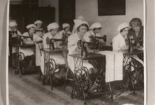 Girls in sewing class, Rowntree factory, York, Yorkshire, 1932. Artist: Unknown