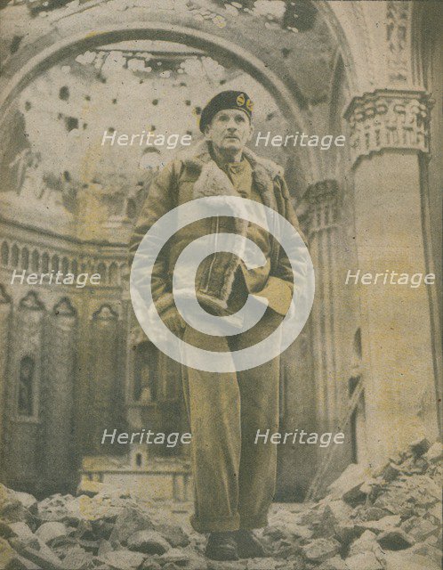 'General Sir Bernard Montgomery, surveys the shell-torn ruins of Fossacesia', 1944-1944. Artist: Unknown.
