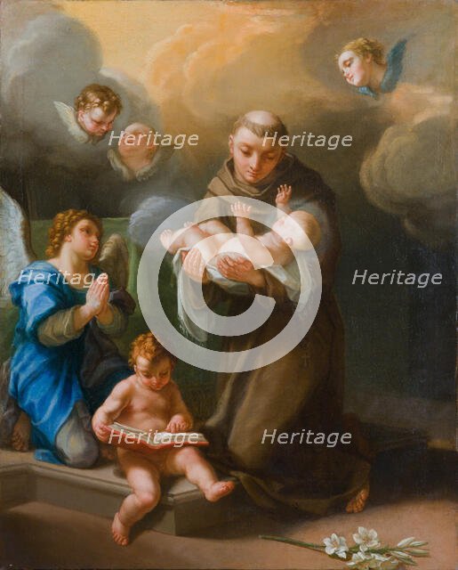 Saint Anthony of Padua with baby Jesus. Creator: Luti, Benedetto (1666-1724).