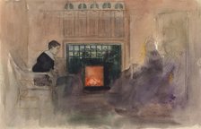 Erik Edelfelt Sitting by the Fire in the Villa in Kilo, c1898. Creator: Albert Edelfelt.