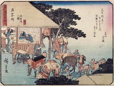 Tokaido gojo santsugi. Ishiyakushi.  Plate No 45, late 1830's. Creator: Ando Hiroshige.