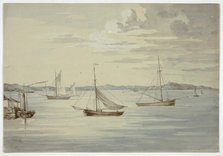 View Inchkeith and the Firth of Forth Islands from Granton, September 1844. Creator: Elizabeth Murray.