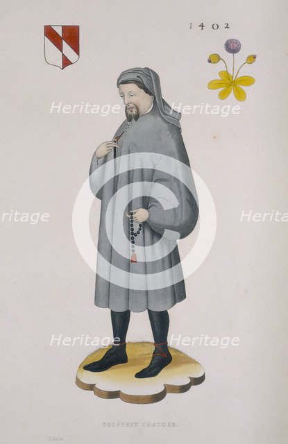 Geoffrey Chaucer, 1402, (1843). Artist: Henry Shaw