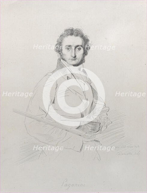 Portrait of Niccolò Paganini, 1830 (backdated "1818"). Creator: Luigi Calamatta.