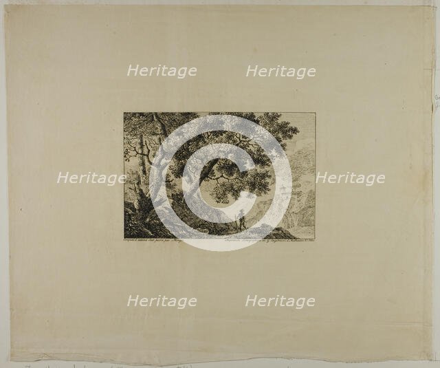 Landscape with Man Carrying Staff, n.d. Creator: Pierre Antoine Mongin.