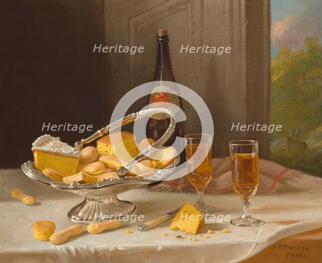 Still Life with Silver Cake Basket, 1866. Creator: John F. Francis.