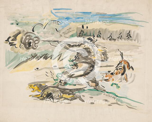 Shooting hunter, around 1940. Creator: Arnold Peter Weisz-Kubincan.
