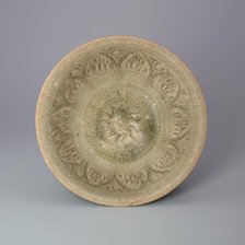 Sawankhalok Ware Stem Bowl with Incised Lotus Petal Design, 15th century. Creator: Unknown.