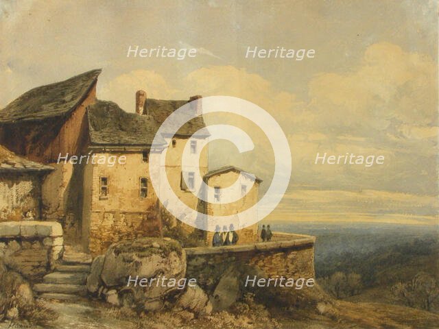 Houses in an Italian mountain landscape, mid-late 19th century. Creator: Alfred Hubert.