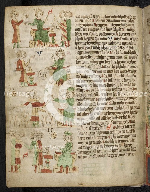 Feudal Law. Fom the Heidelberg Sachsenspiegel, 14th century. Artist: Eike von Repgow (1180/90-after 1233)