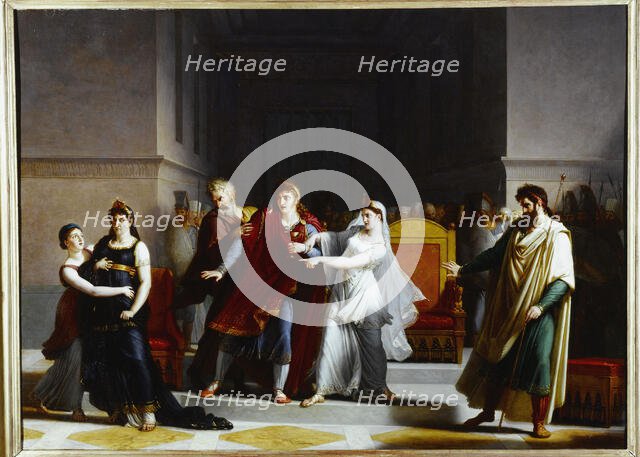 Last scene of the tragedy "Rodogune" at the Theatre-Francais, 1810. Creator: Jacques Augustin Pajou.