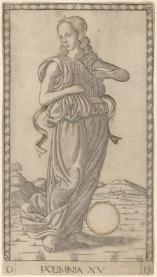 Polimnia (Polyhymnia), c. 1465. Creator: Master of the E-Series Tarocchi.