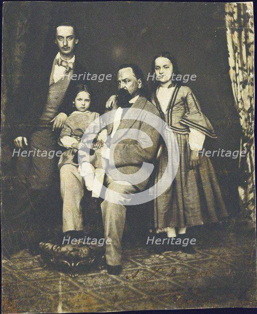 Alexander Herzen with his children after the death of his wife Natalie Artist: Anonymous  