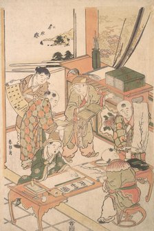 Chinese Boys Learning to Write and Paint, ca. 1785. Creator: Hokusai.